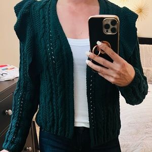 Green ruffle cardigan